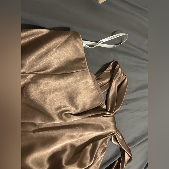 David’s Bridsal Plus Size Bridesmaid Elegant Satin Brown Dress NWT sz 26 - Picture 7 of 10